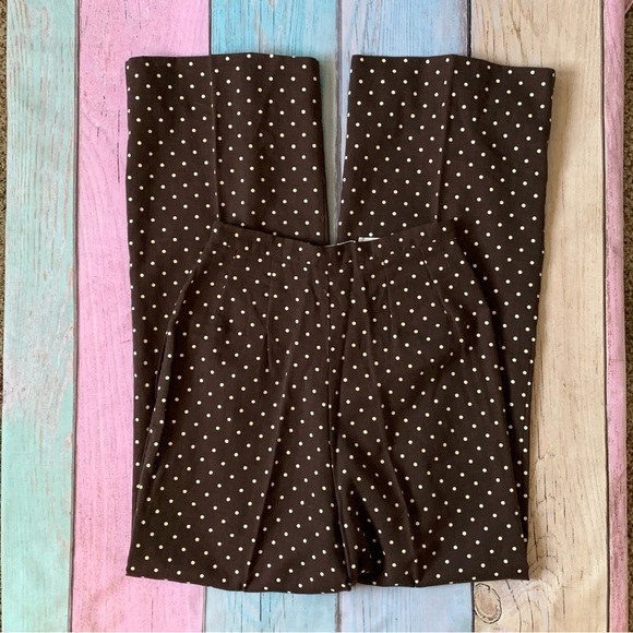 Vintage Brown Polka Dot high waist wide leg Women's Pants - Picture 7 of 7